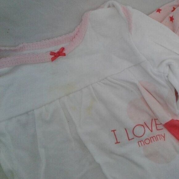 Carter's Baby Girl 3 Month Bundle Gown Onesie Shirt Pink Bird Stars Heart Mommy - Picture 7 of 7